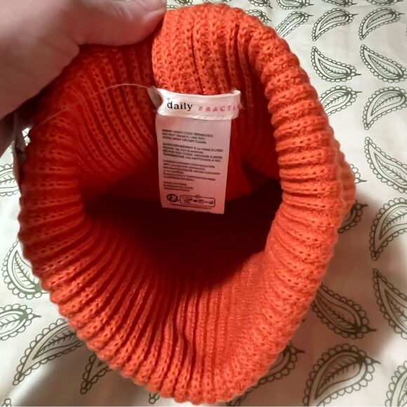 Anthropologie Hat Daily Practice Sport Club Ribbed Knit Beanie Orange OS NWT - Picture 5 of 7